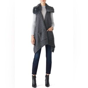 KAUFMANFRANCO Gray Faux Fur Trimmed Sweater Vest